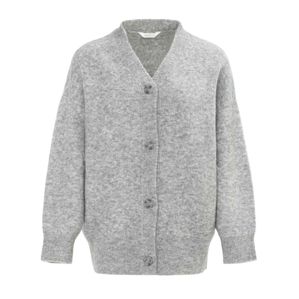 Miso Womens/Ladies Textured Knit Cardigan / Gray